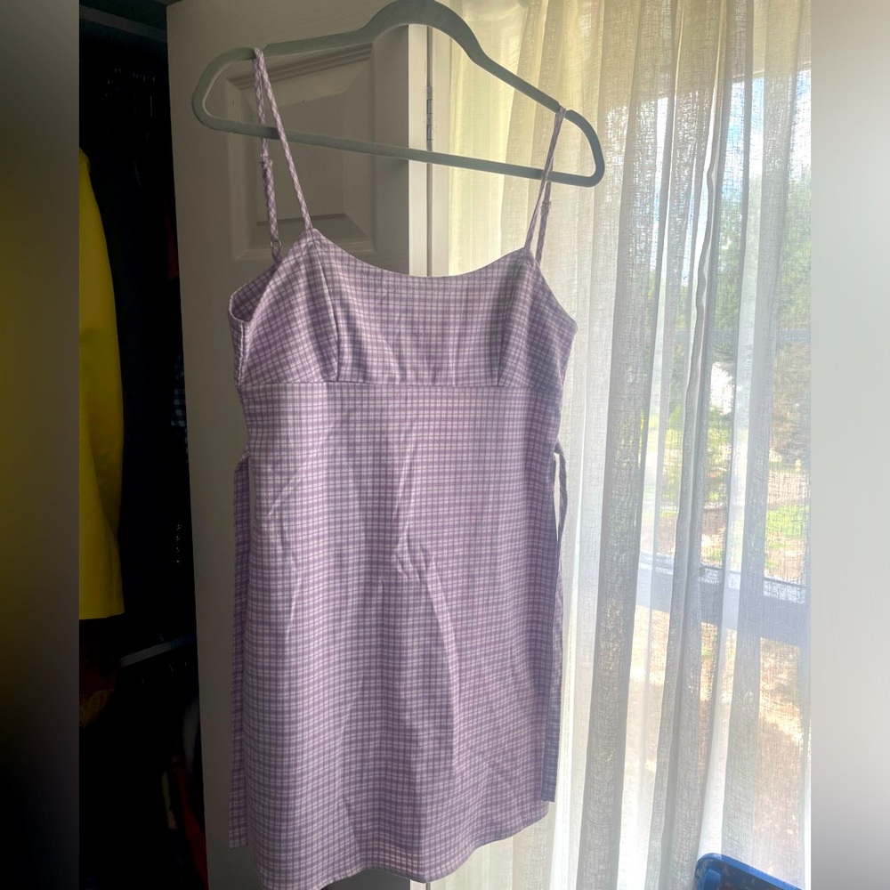 Brandy Melville - Purple & white plaid dress with adjustable straps